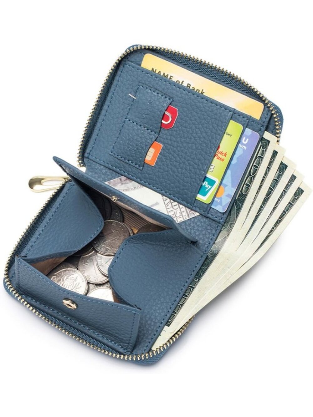 Stylish RFID Blocking Small Leather Travel Wallet for Women - Zip Around Design